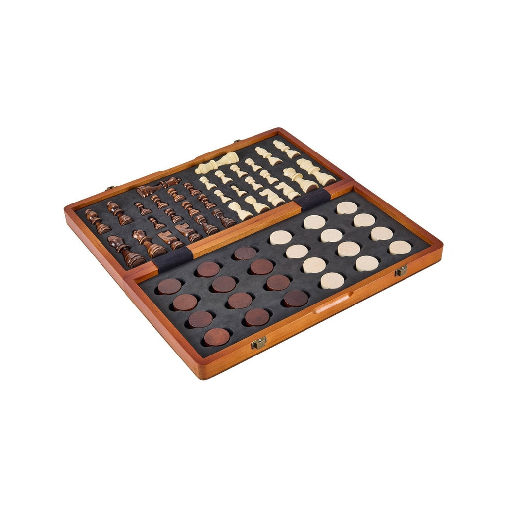 VEVOR Magnetic Deluxe Wooden 2-in-1 Set: Chess & Checkers