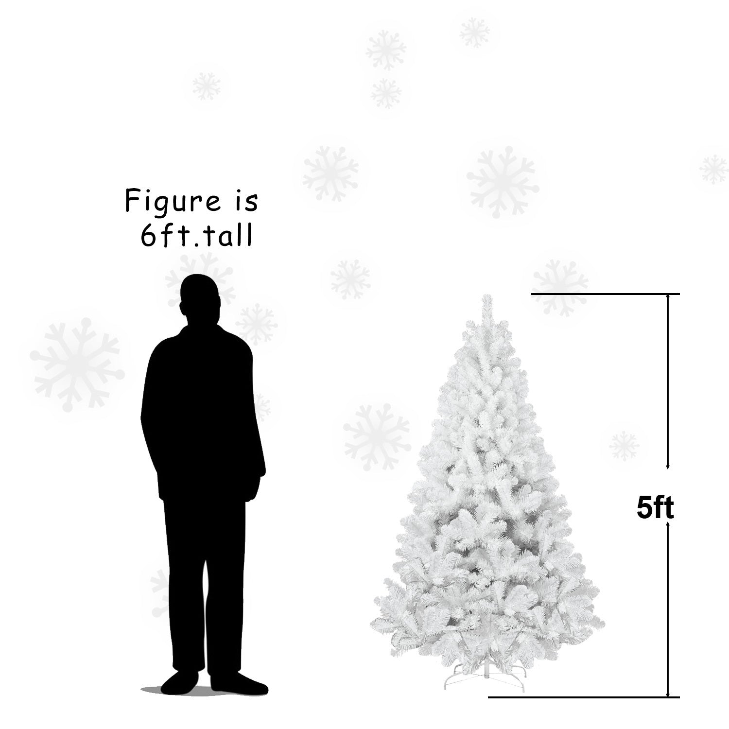 5’ White Christmas Tree With Auto Open, Flame Retardant And Easy Assembled Metal Base