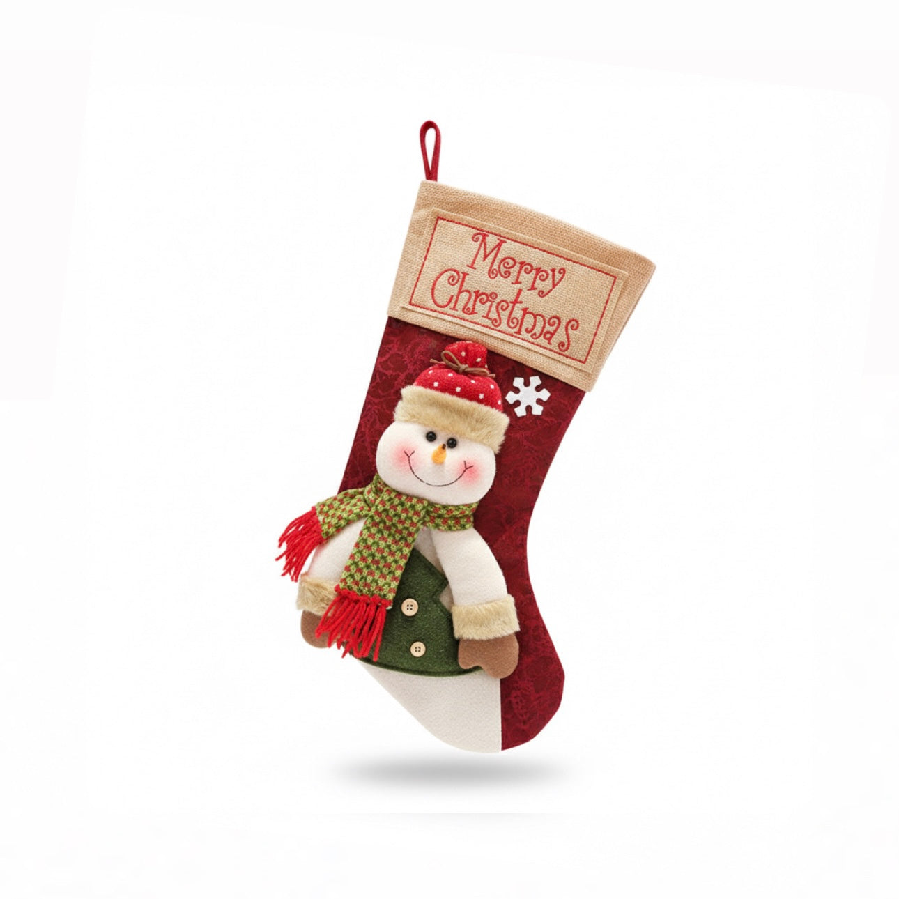 Rustic Embroidered Character Christmas Stockings Candy Bag