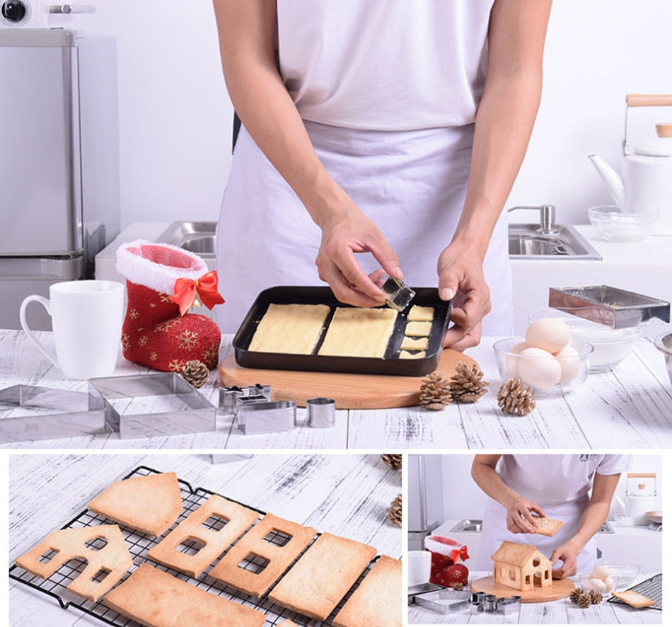 3D Gingerbread House Cookie Cutter Set (18PCS)