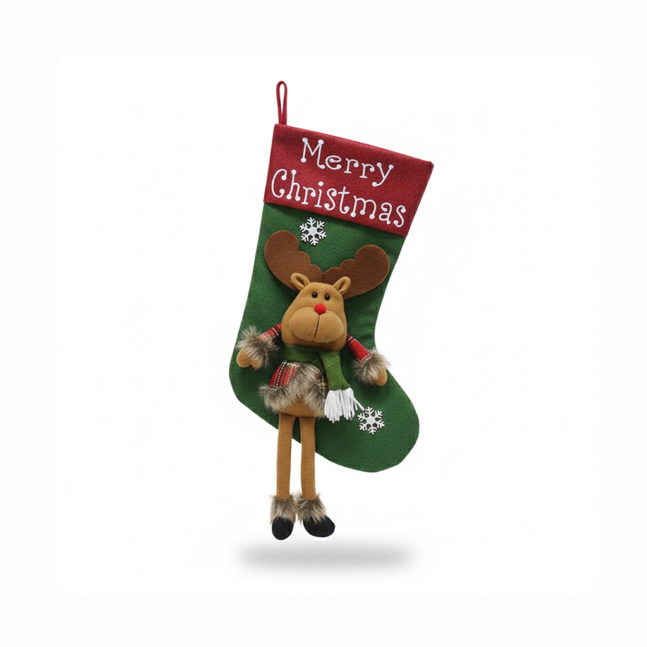 Deluxe "Merry Christmas" Dangling-Leg Plush Stocking