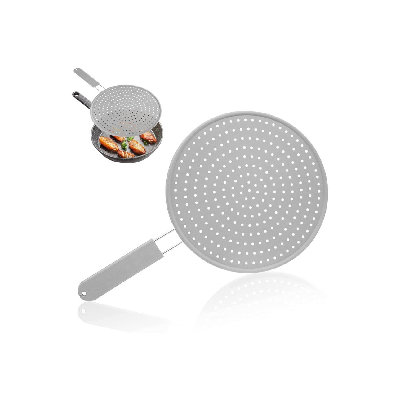 Silicone Chef's Splatter Screen & Strainer with Cool-Touch Handle (2-Pack)