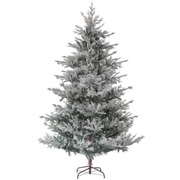 6’ Snow Flocked Christmas Tree With Flame Retardant & Easy Assembled Metal Base