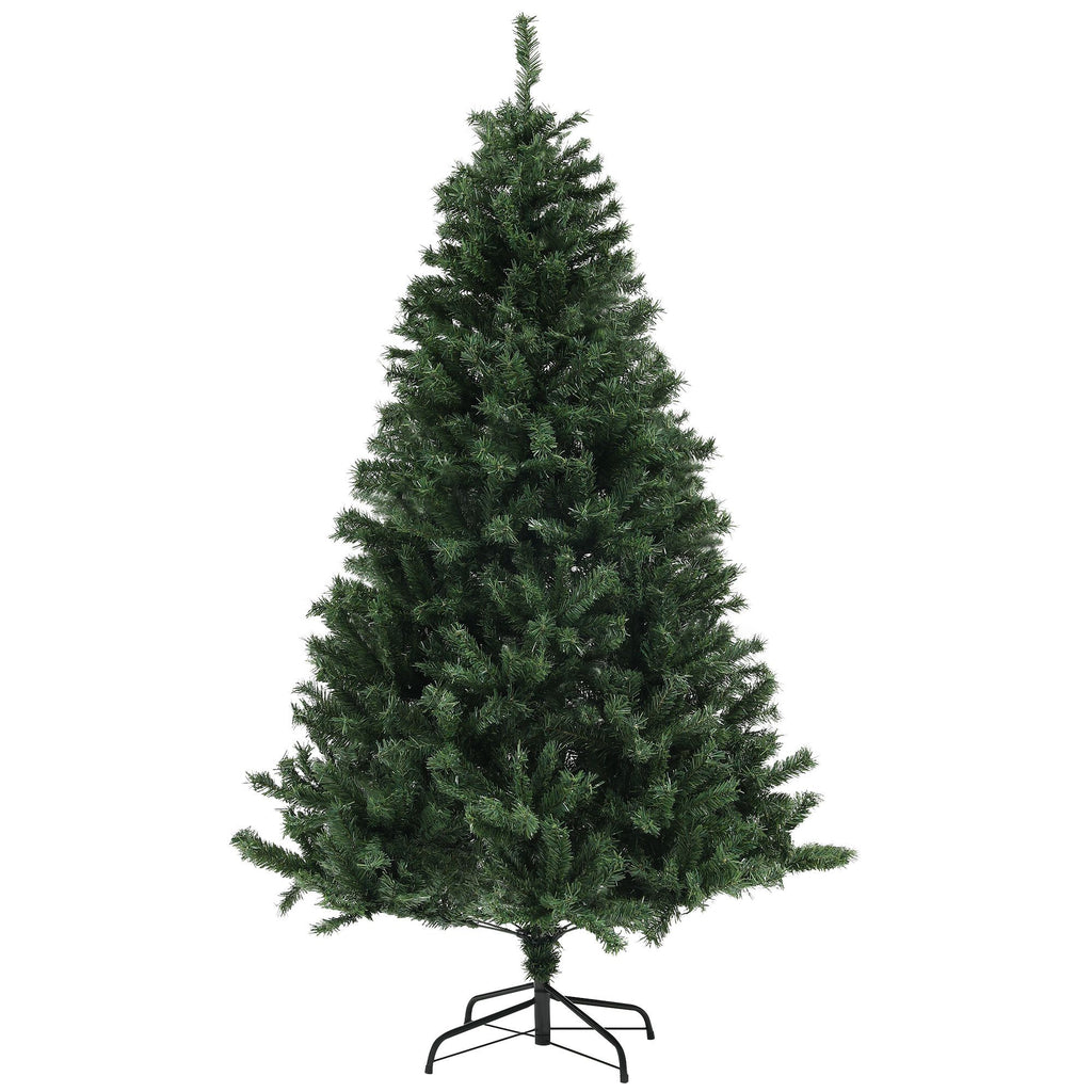 6’ Green Christmas Trees With Auto Open, Flame Retardant And Easy Assembled Steel Base