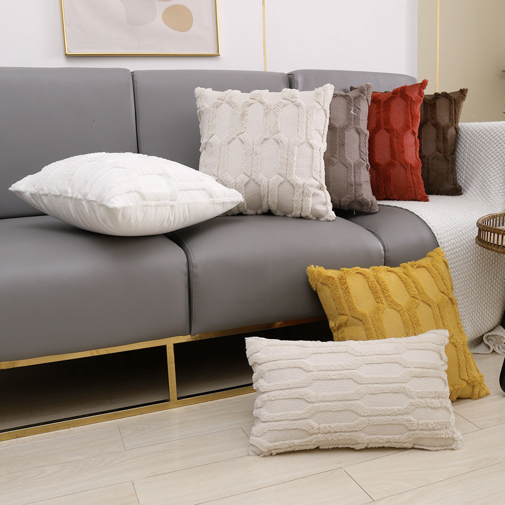 Modern Honeycomb Texture & Geometric Cut-Pile Throw Pillows (3-Pack)