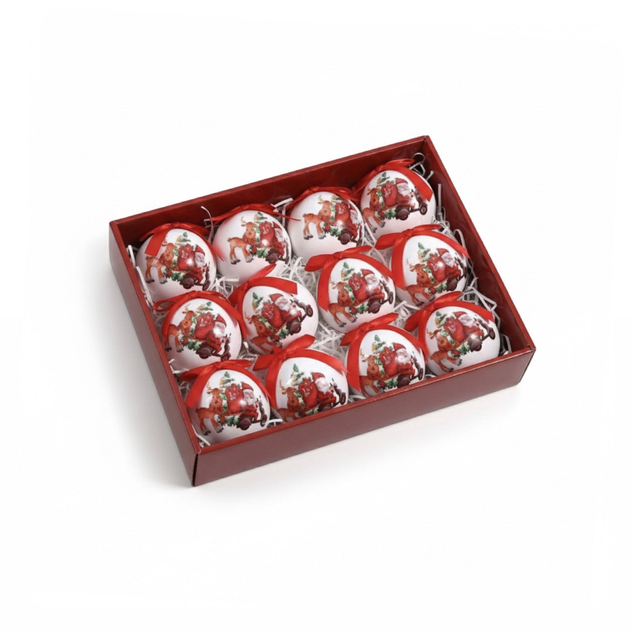 12 Christmas Tree Exquisite Printing Ball Set (8CM)