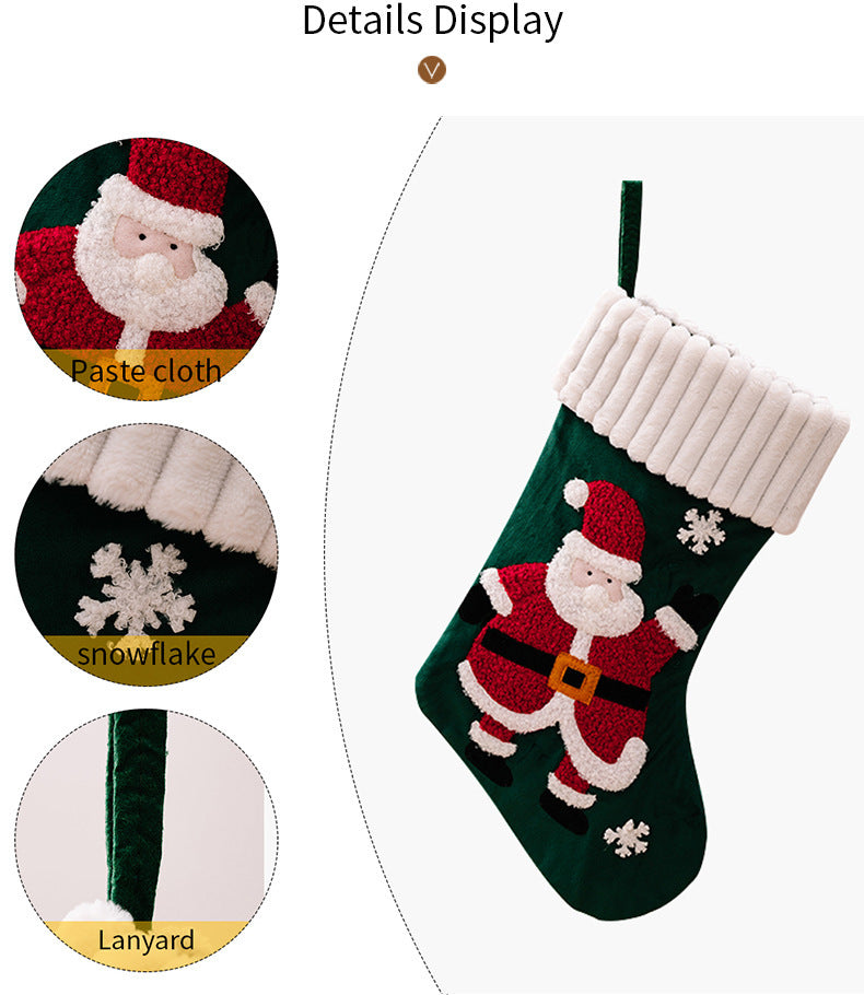 Cozy Rib-Knit Cuff Character Velvet Patch Christmas Stockings