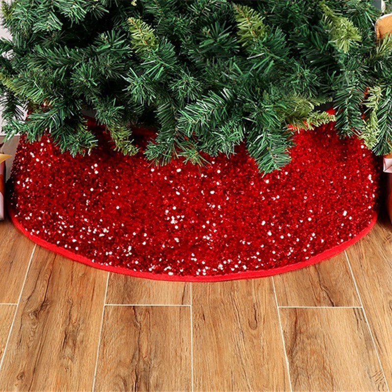 Glittering Crimson Sparkle Christmas Tree Skirt