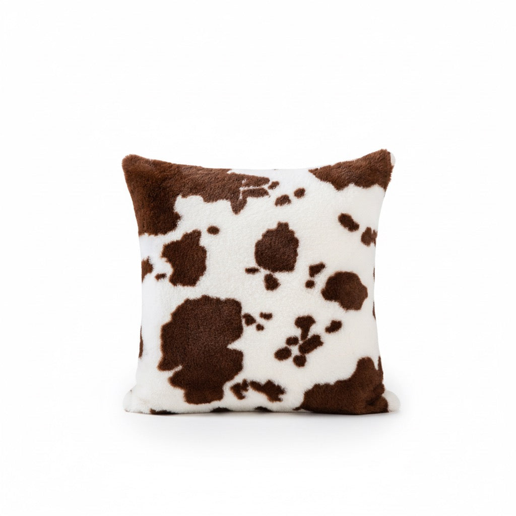 Farmhouse Chic Faux-Cowhide Throw Pillow. (2-Pack)