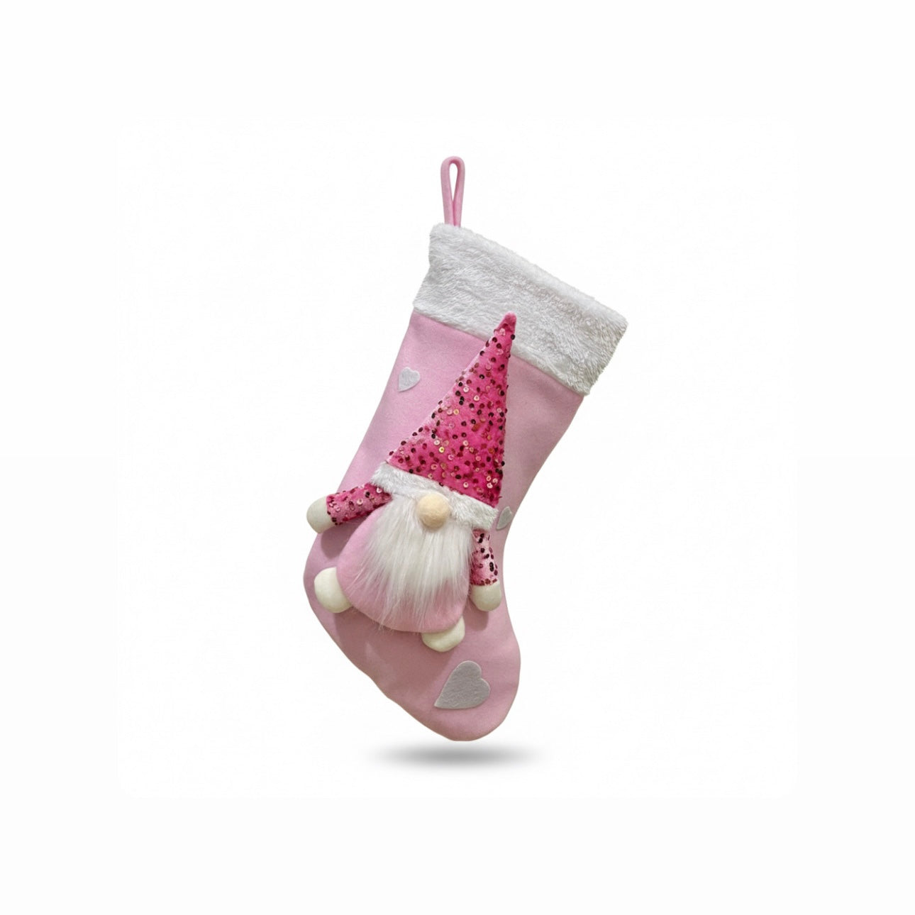 Sequin Sparkle Gnome Heart Christmas Stockings