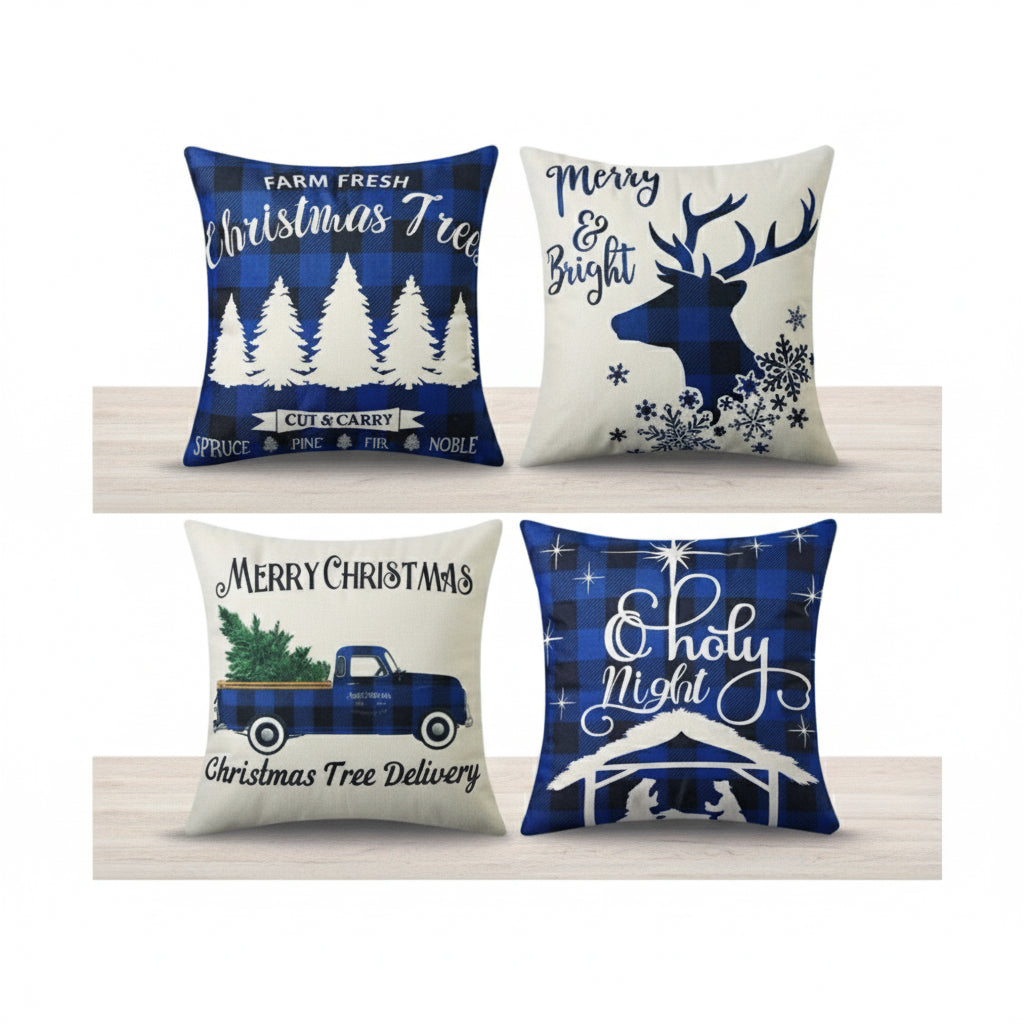 Luxury Seasonal Accent Pillow Covers - Nordic & Classic Style (Set of 4)