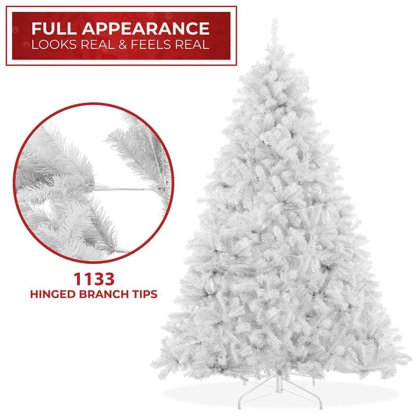 7.5’ White Spruce Christmas Tree With Auto Open, Flame Retardant & Easy Assembled Steel Base