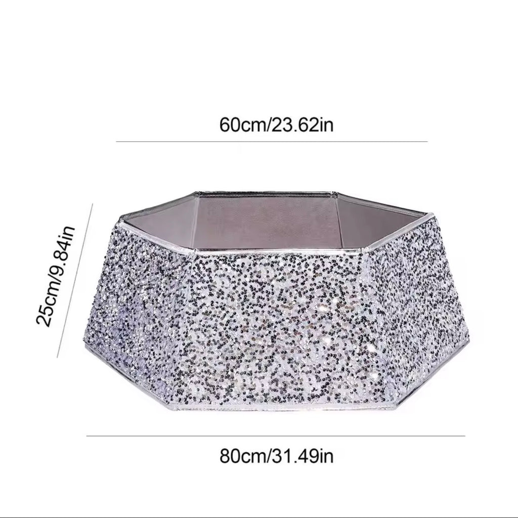 Radiant Silver Glitter Christmas Tree Collar (Hexagonal or Square)
