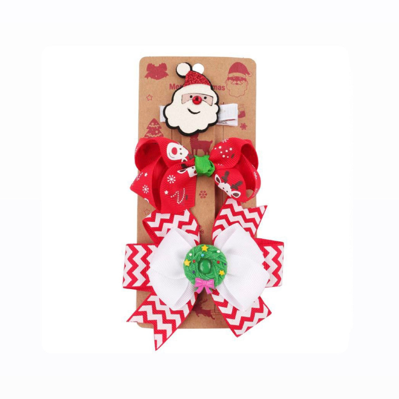 Jolly Holiday Children’s Hair Bow Barrettes & Clip Set