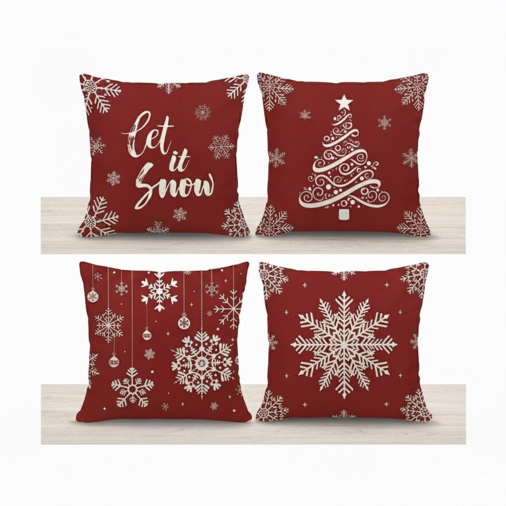 Luxury Seasonal Accent Pillow Covers - Nordic & Classic Style (Set of 4)