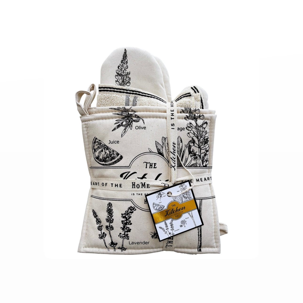 Botanical Print Oven Mitt & Pot Holder Set (4-Piece)