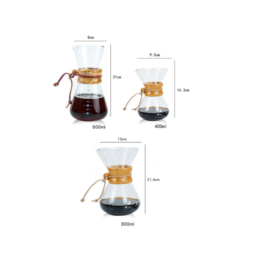 "Hourglass" Pour-Over Coffee Maker with Reusable Stainless Steel Filter