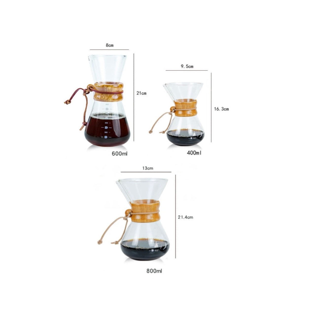 "Hourglass" Pour-Over Coffee Maker with Reusable Stainless Steel Filter