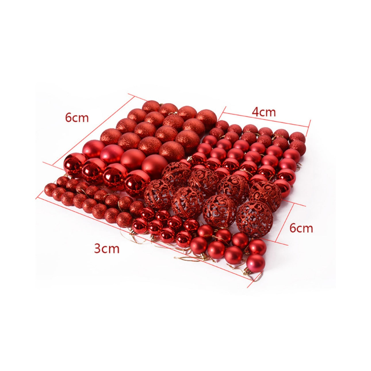 100-Piece Multi-Size Luxury Christmas Tree Matte Ball Ornament Set
