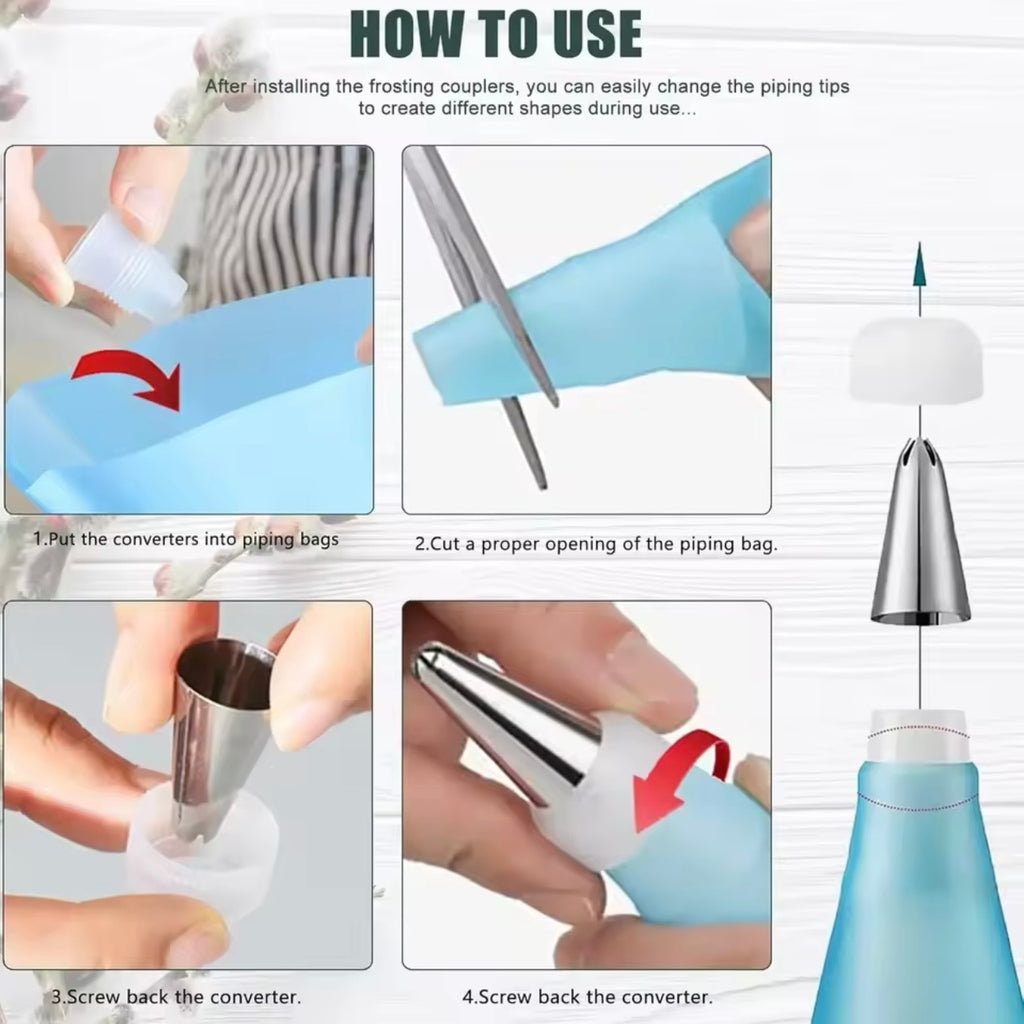 Doll Dress Decorating Set with Silicone Piping Bag and 7 Nozzles