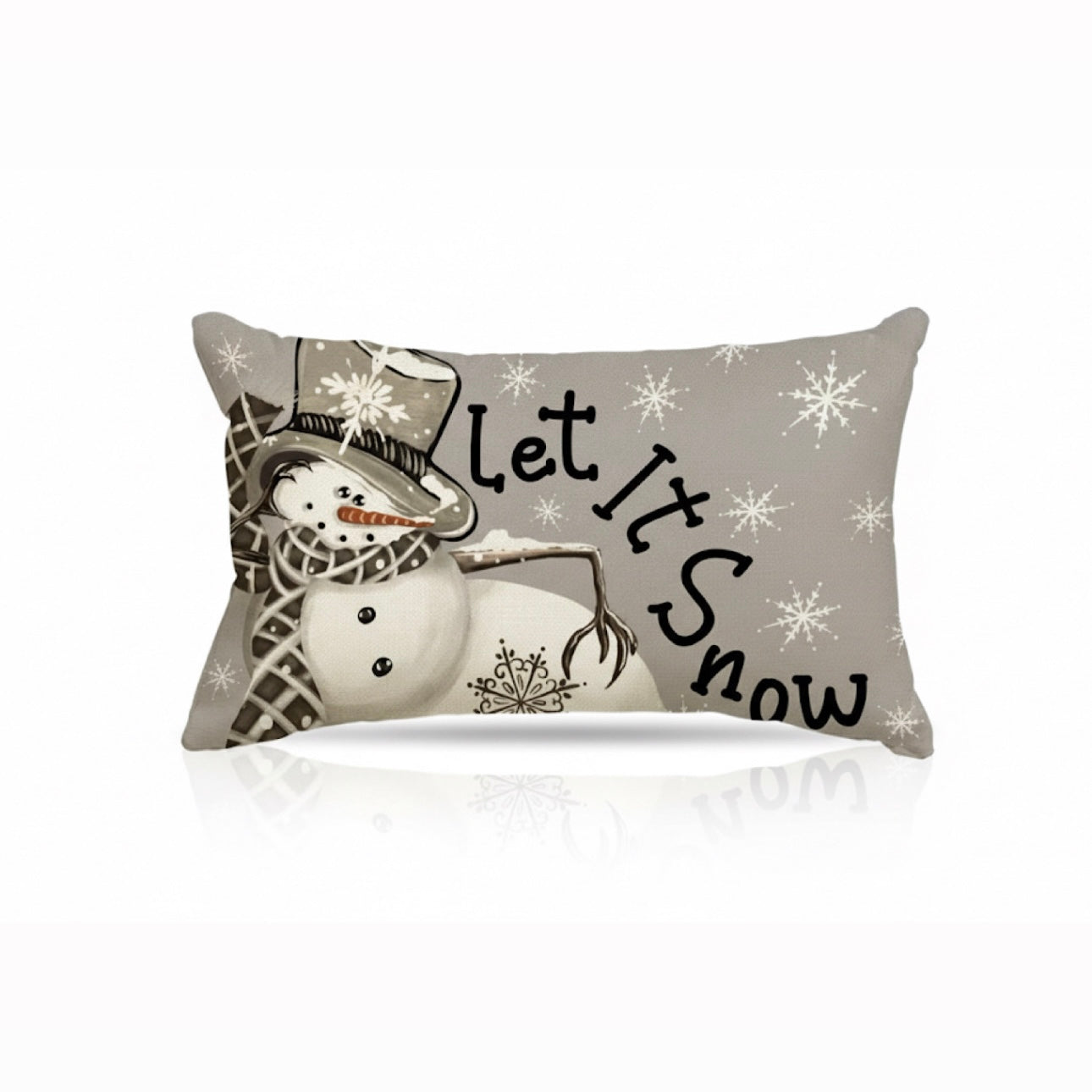 Rustic Red & Cream Christmas Holiday Linen Pillow Cover Home Sofa