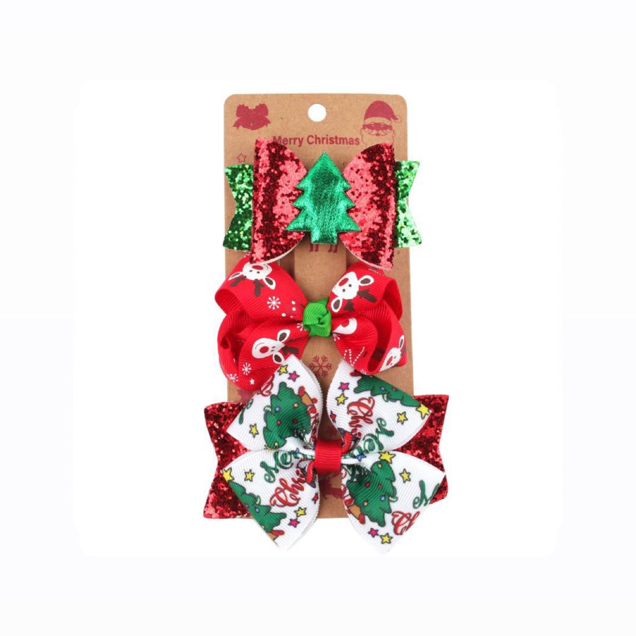 Jolly Holiday Children’s Hair Bow Barrettes & Clip Set