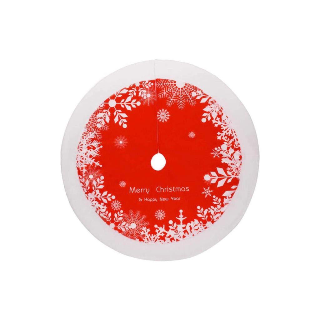 Classic Red & White Snowflake "Merry Christmas" Tree Skirt