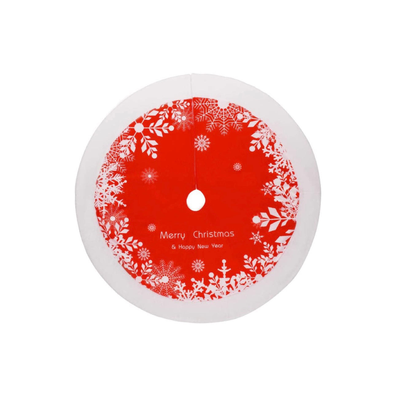 Classic Red & White Snowflake "Merry Christmas" Tree Skirt