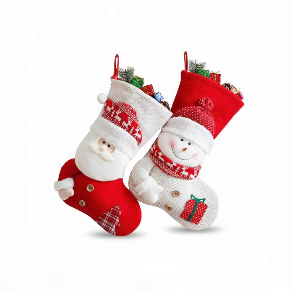 Handcrafted Knit Character Christmas Stocking Candy Bag