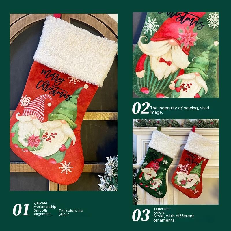 Whimsical Gnome Duo Faux Fur Christmas Stockings