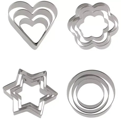 Heart, Star, Round, & Flower Cookie Cutter (12-Pack)