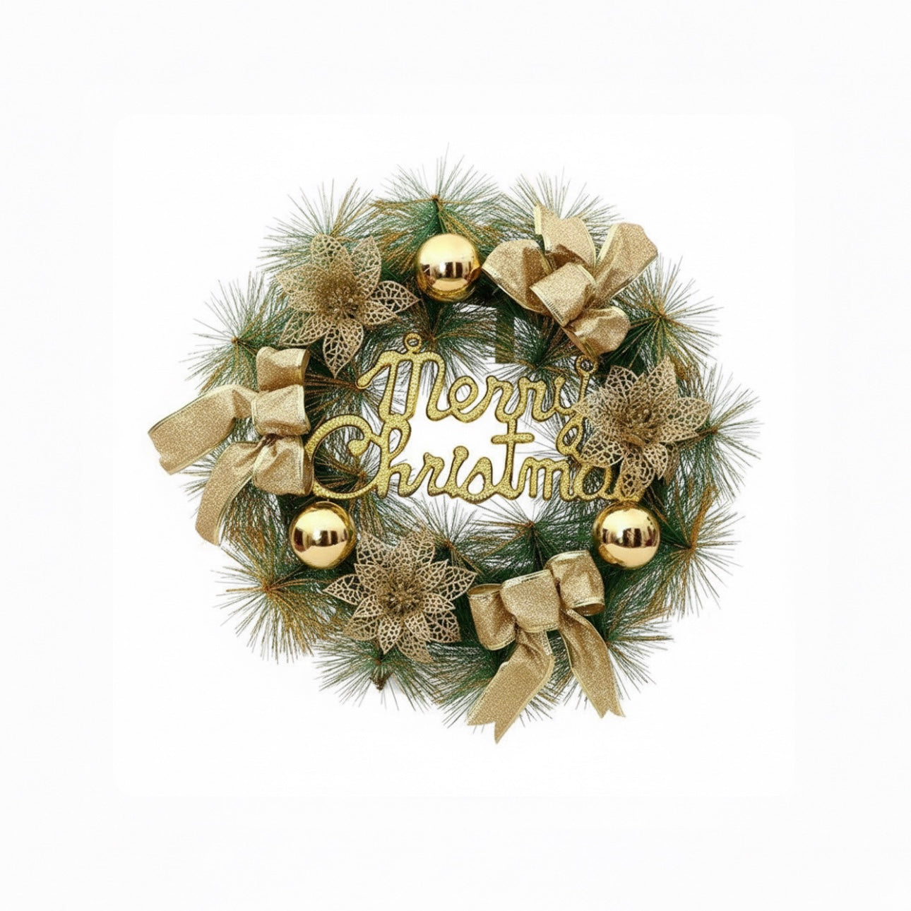 Classic Glitter 'Merry Christmas' Holiday Wreath