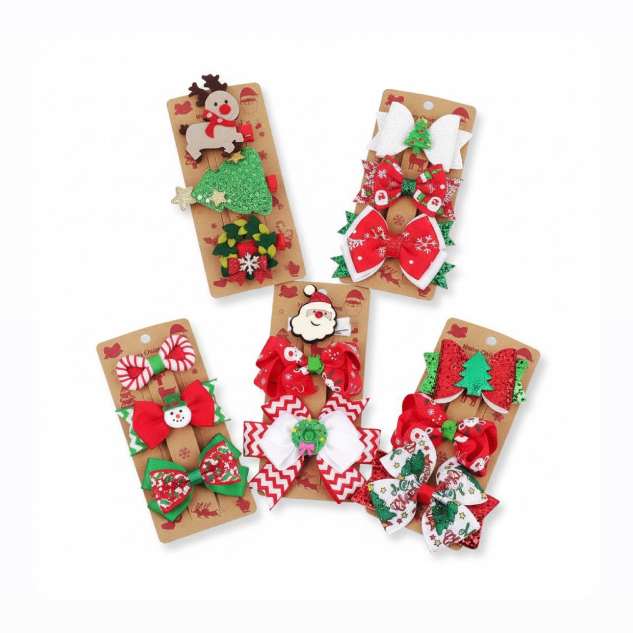 Jolly Holiday Children’s Hair Bow Barrettes & Clip Set