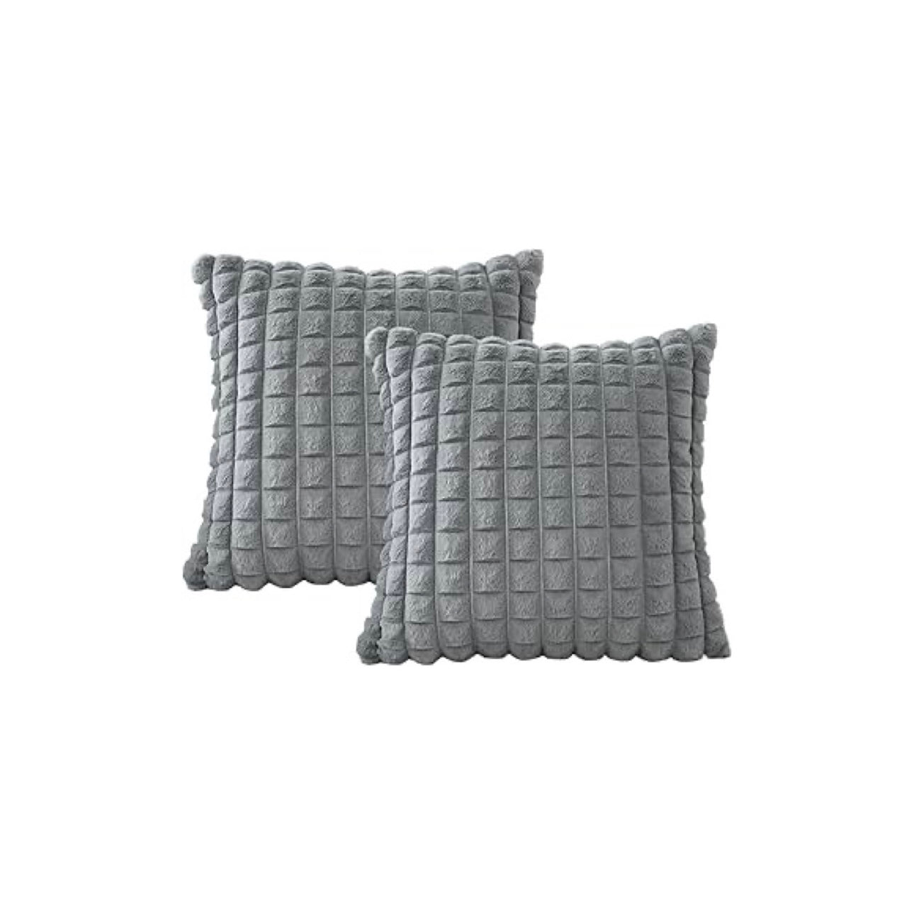 Cozy Waffle Grid Sculpted Rabbit Hair Cut Plaid Pillow Set (2-Pack)
