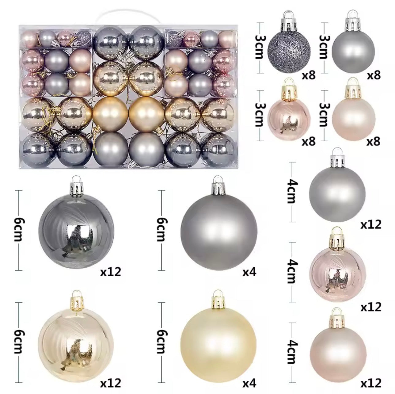 100-Piece Designer Shatterproof Ornament Mega-Set