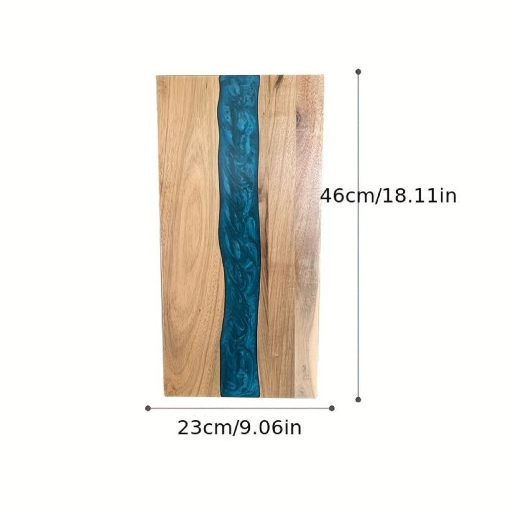 “River Flow" Epoxy Resin & Wood Serving Board (Teal/Ocean Blue)