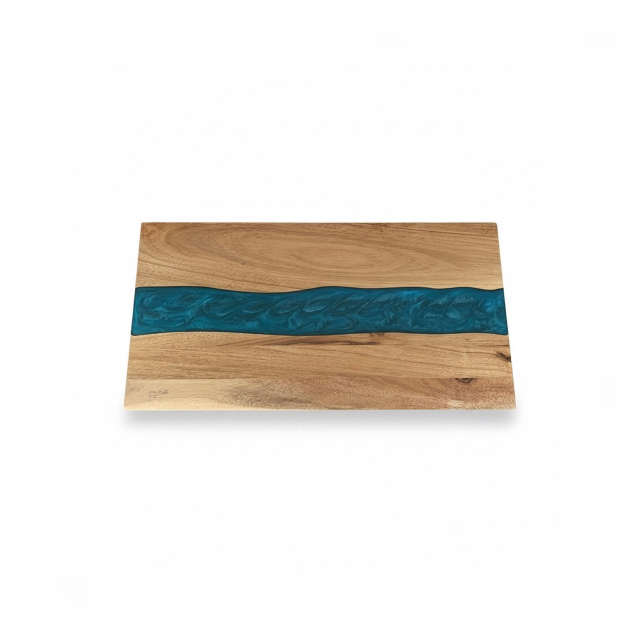“River Flow" Epoxy Resin & Wood Serving Board (Teal/Ocean Blue)