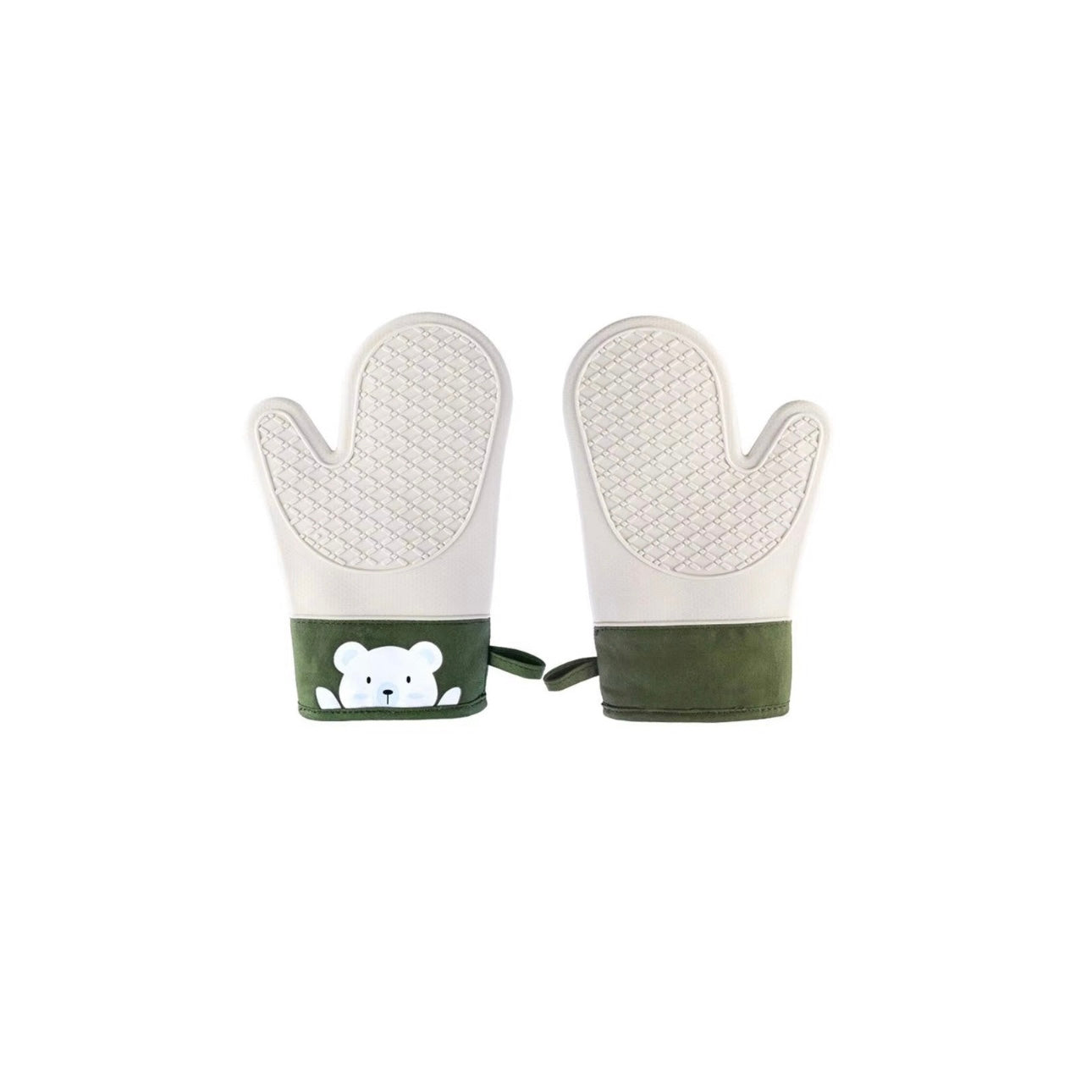 "Bear Hug" Non-Slip Silicone & Cotton Oven Mitts (2-Pack)