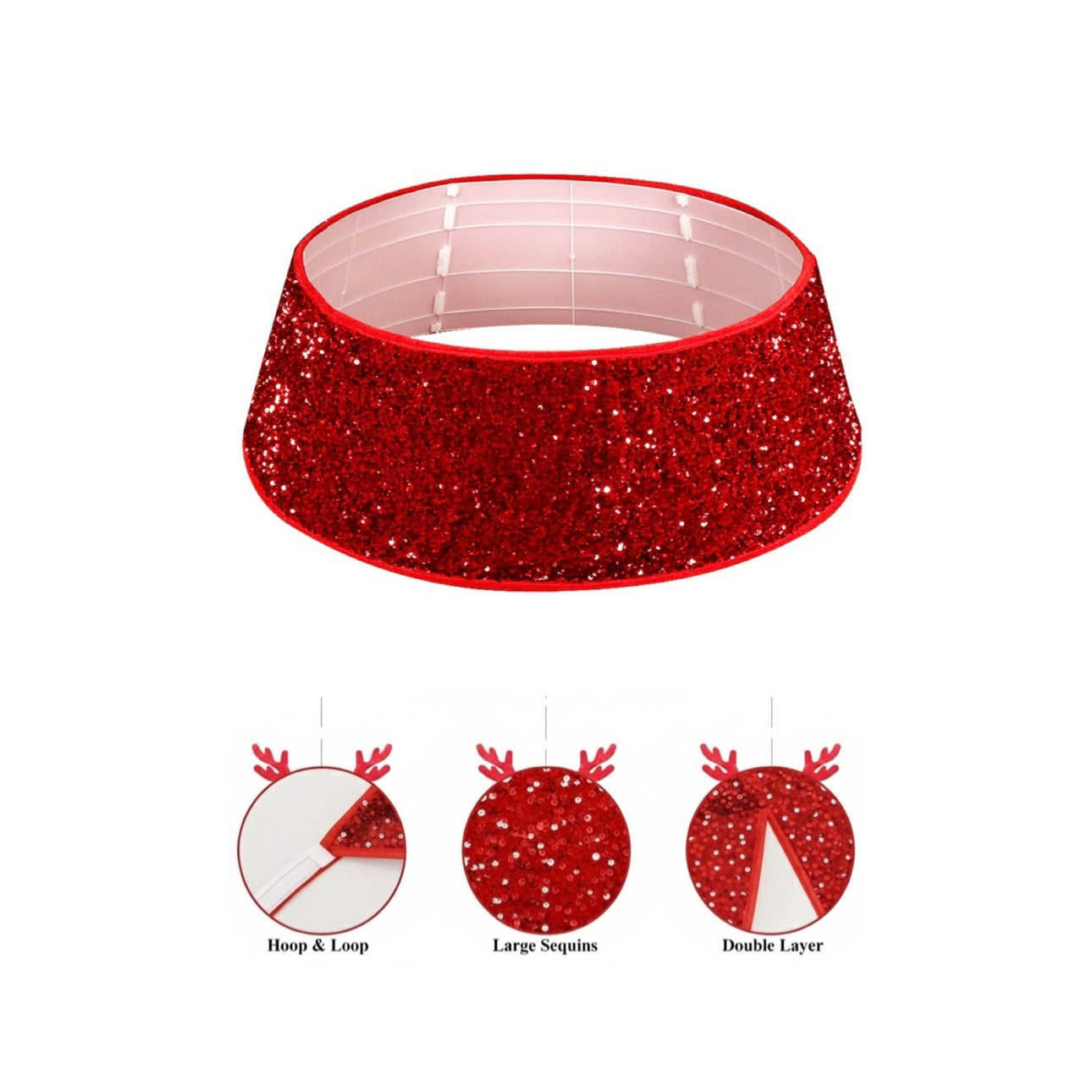 Glittering Crimson Sparkle Christmas Tree Skirt