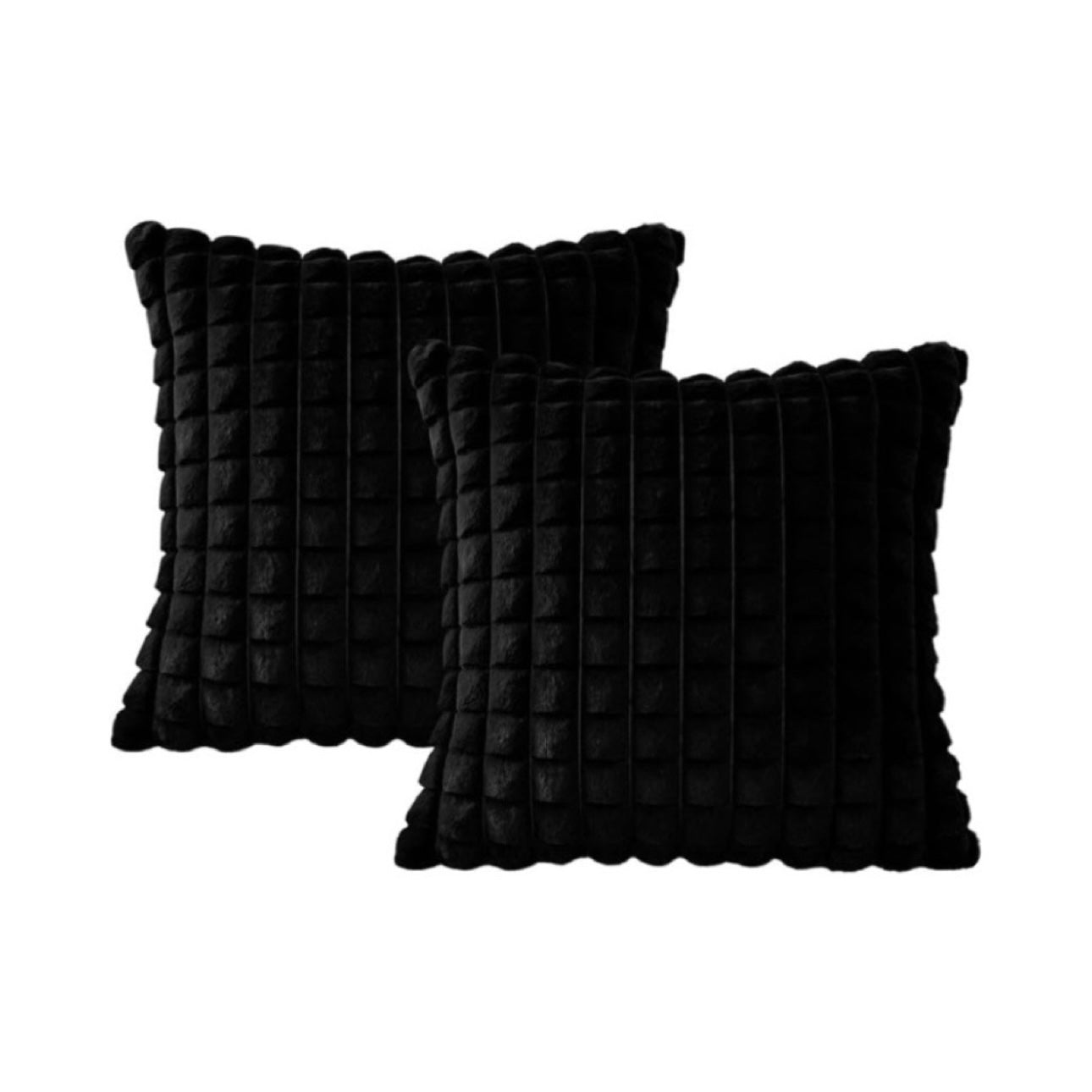 Cozy Waffle Grid Sculpted Rabbit Hair Cut Plaid Pillow Set (2-Pack)