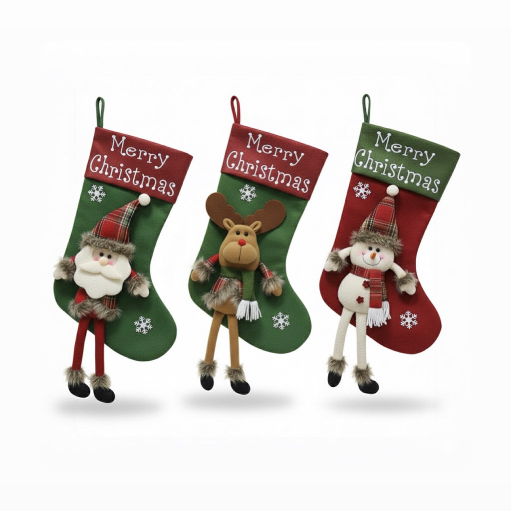 Deluxe "Merry Christmas" Dangling-Leg Plush Stocking