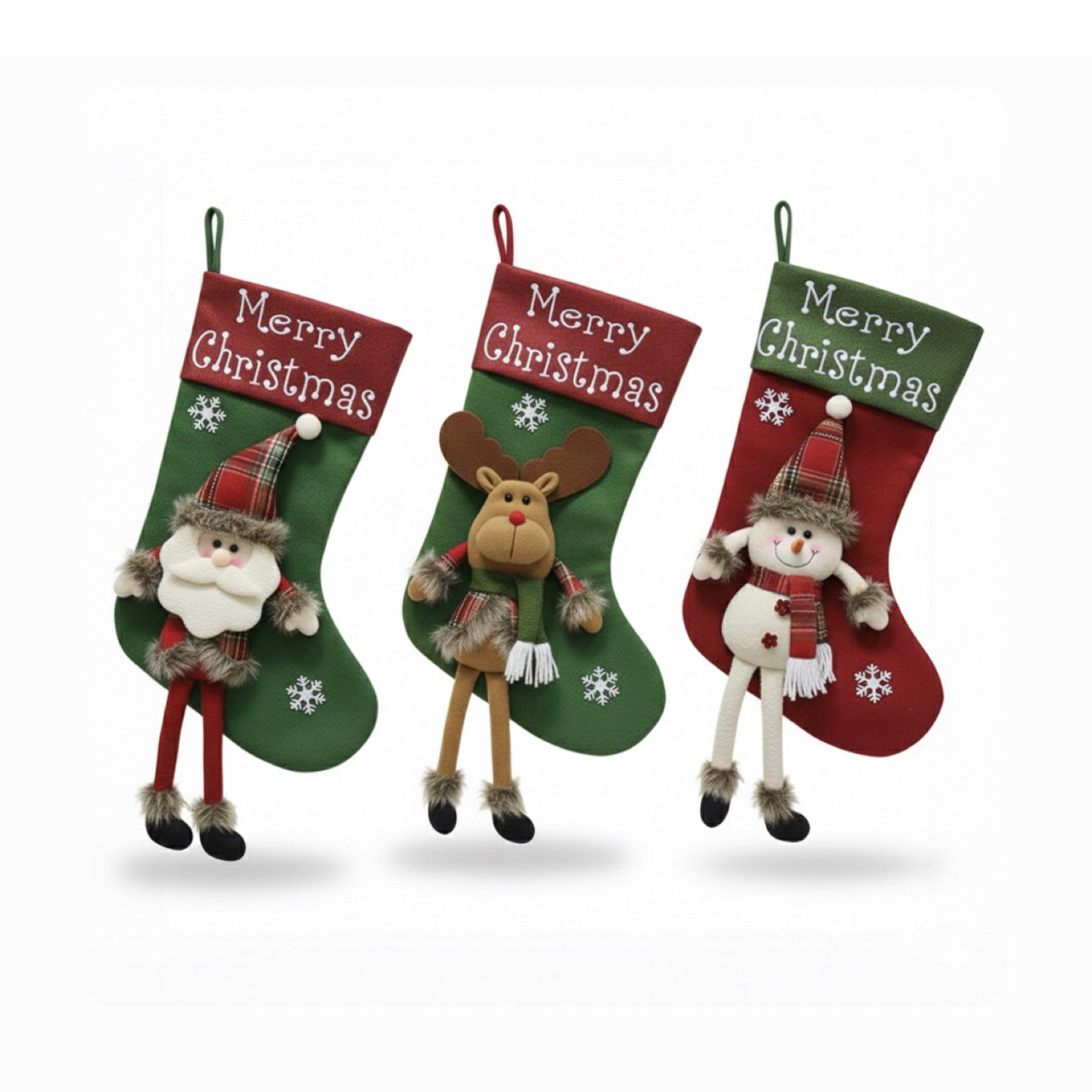 Deluxe "Merry Christmas" Dangling-Leg Plush Stocking