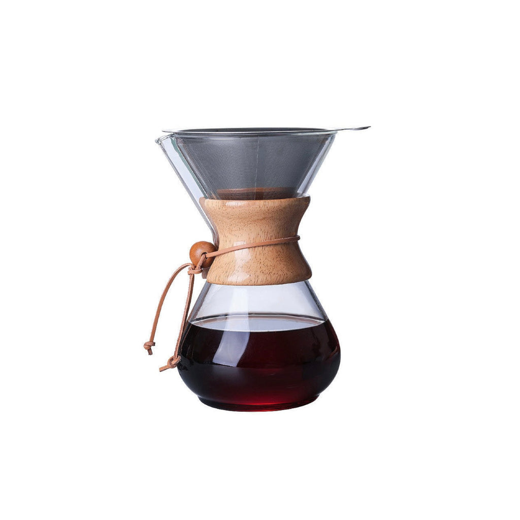 "Hourglass" Pour-Over Coffee Maker with Reusable Stainless Steel Filter