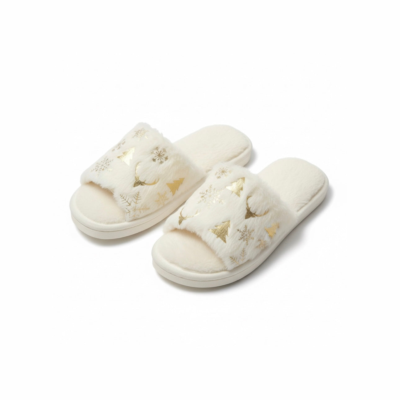 Women’s Plush Open Toe Cotton Slippers