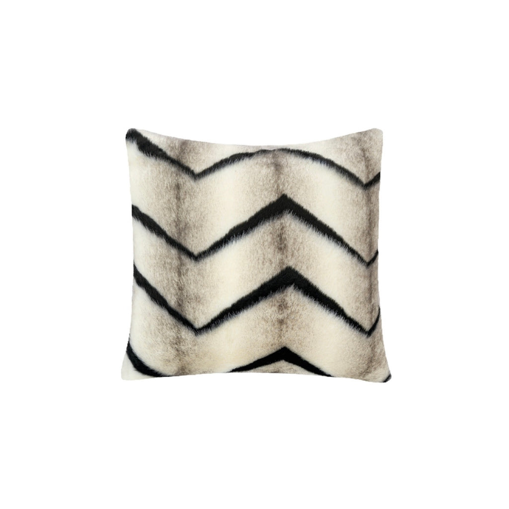 Chic Chevron Faux Fur Accent Throw Pillow