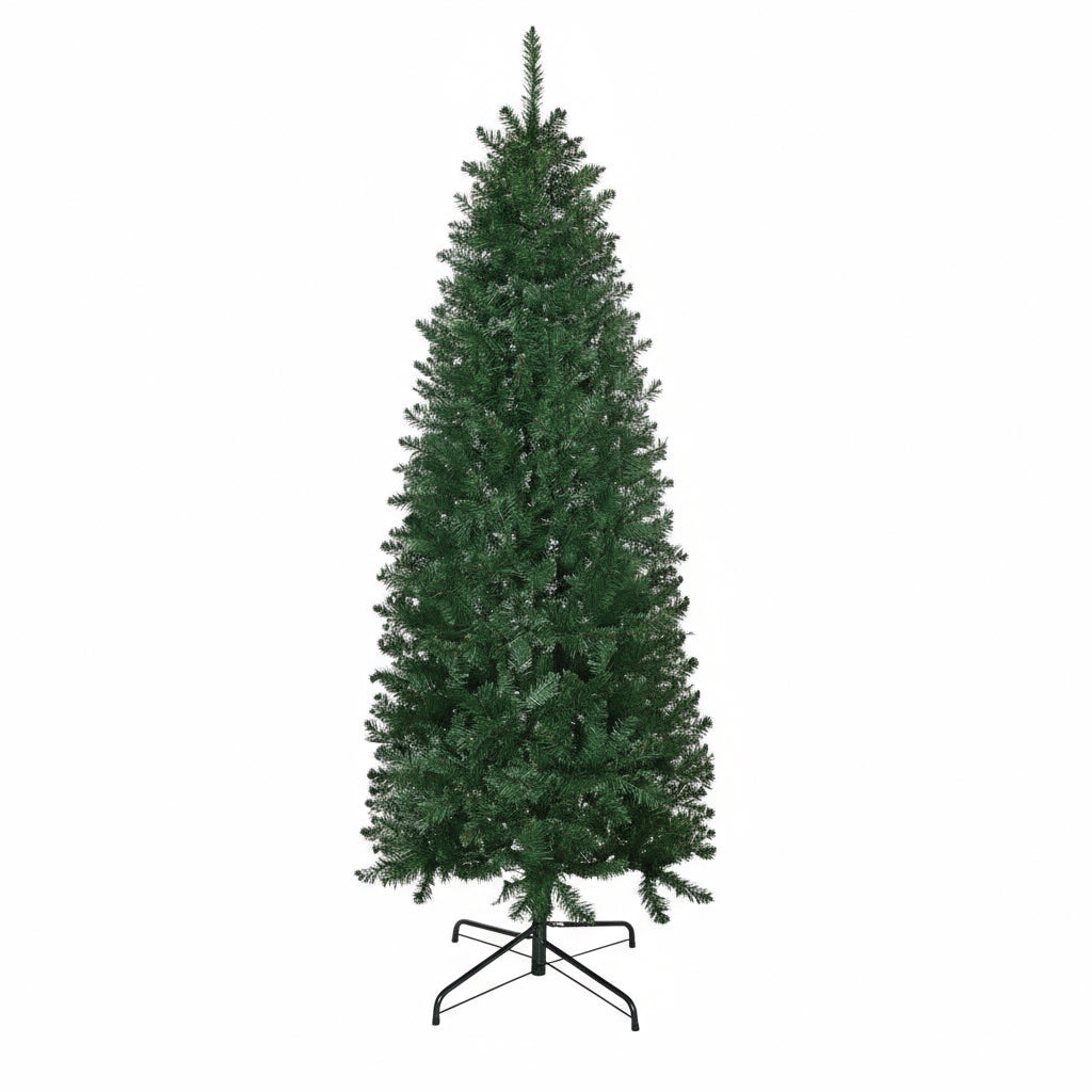 6’ Slim Green Christmas Trees With Auto Open, Flame Retardant And Easy Assembled Steel Base