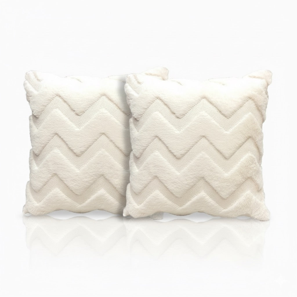 Cozy Textured Chevron Faux Fur Throw Pillow Ins (2-Pack)