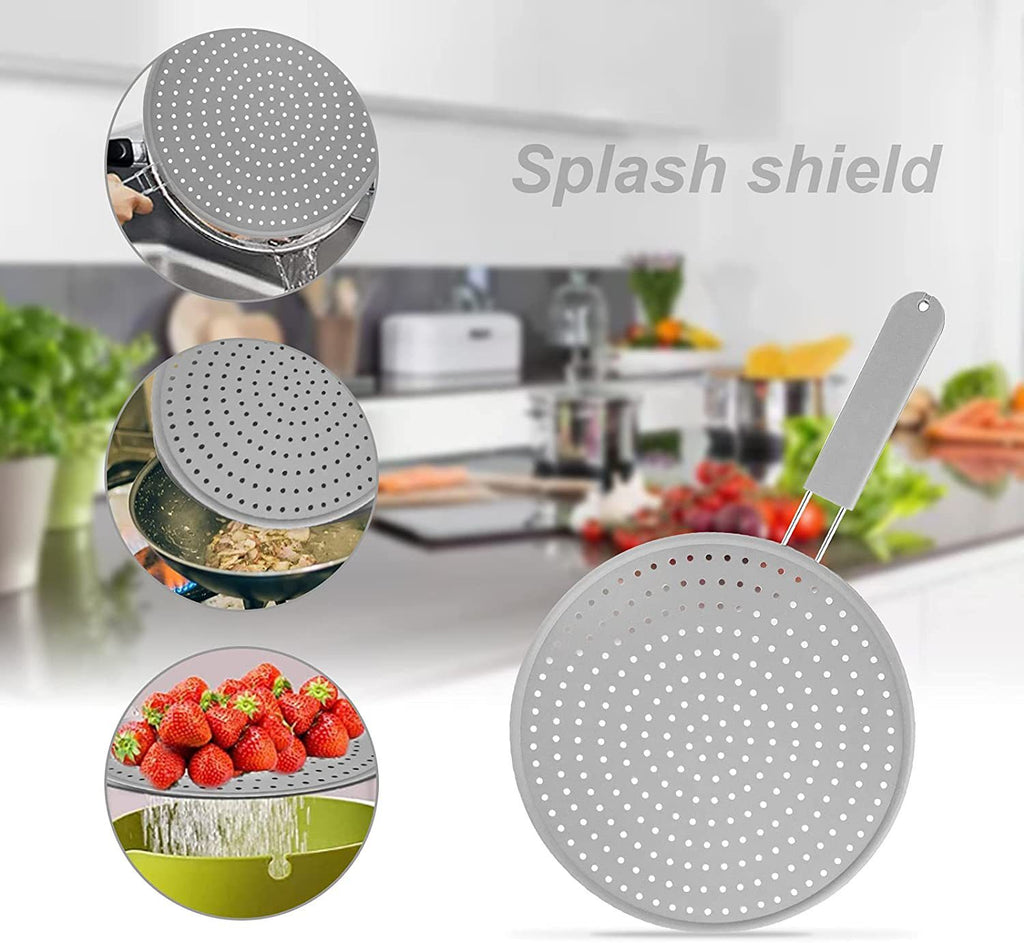 Silicone Chef's Splatter Screen & Strainer with Cool-Touch Handle (2-Pack)
