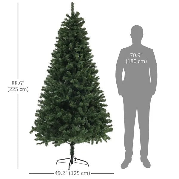 7.5’ Green Christmas Tree With Auto Open, Flame Retardant And Easy Assembled Steel Base