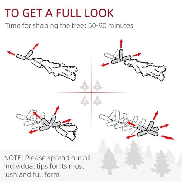 9’ Snow Flocked Christmas Tree With Clear Lights, Flame Retardant & Easy Assembled Steel Base